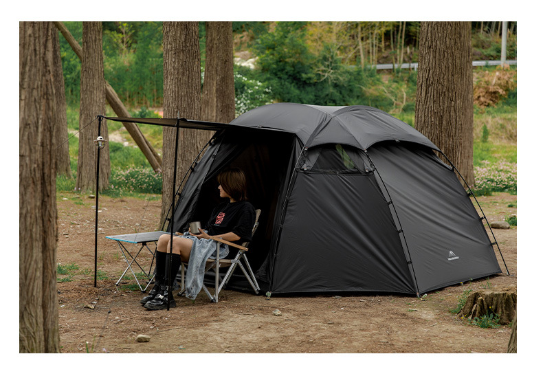 Cheap Goat Tents Mountainhiker SZK281 3 4 Person Outdoor Round Tents 210T Polyester Waterproof Shelter Tear Resistant Black Camping Dome Tent   